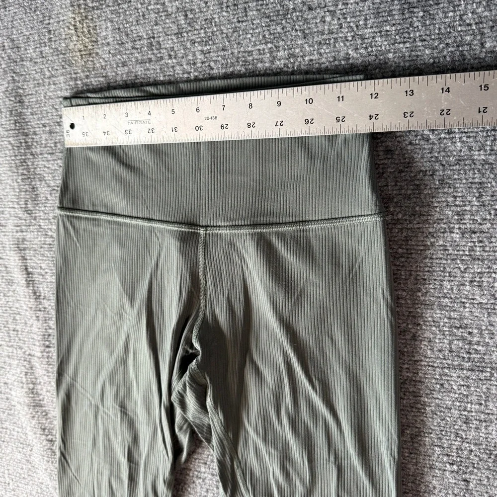 Sage Green Ribbed High Waisted Full Length‎ Yoga Leggings Athleisure 2114